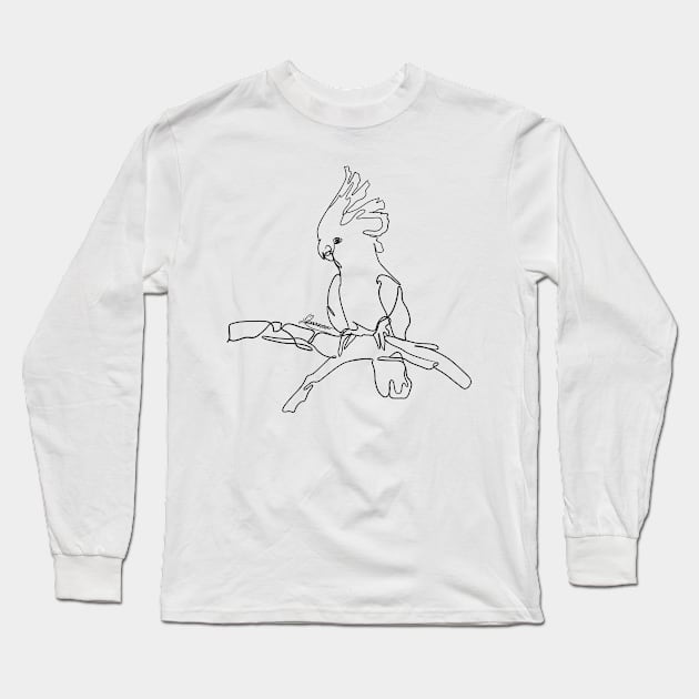 Cockatoo Black Lineart Long Sleeve T-Shirt by Orianartistic